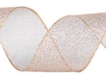 Rose Gold Glitter Wired Edge Mesh Decoration Ribbon - 2 1/2" DIY Craft Projects