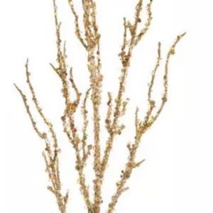 Ice Branch 24.5&quot; Gold or Red Glitter Icy Branch Christmas Decoration Christmas Tree Christmas Wreath Ice Stem Pick
