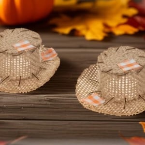 4 Miniature straw hats - Scarecrow bird hats - scarecrow hats - mini scarecrow hats - fall mini hats - crow hats