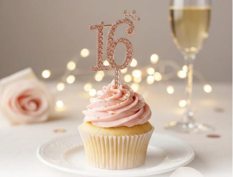 Sweet 16 Rhinestone Cake Topper - Gold or Rose Gold - Etsy