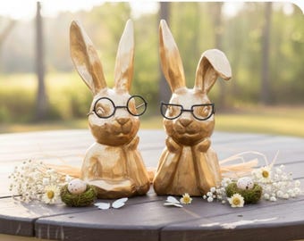 Figurine di coniglietto pasquale da 2 pezzi per decorazioni da