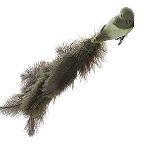 15&quot; Bird Clip Christmas Tree Decoration Green Feather Tail Red or Green Bird
