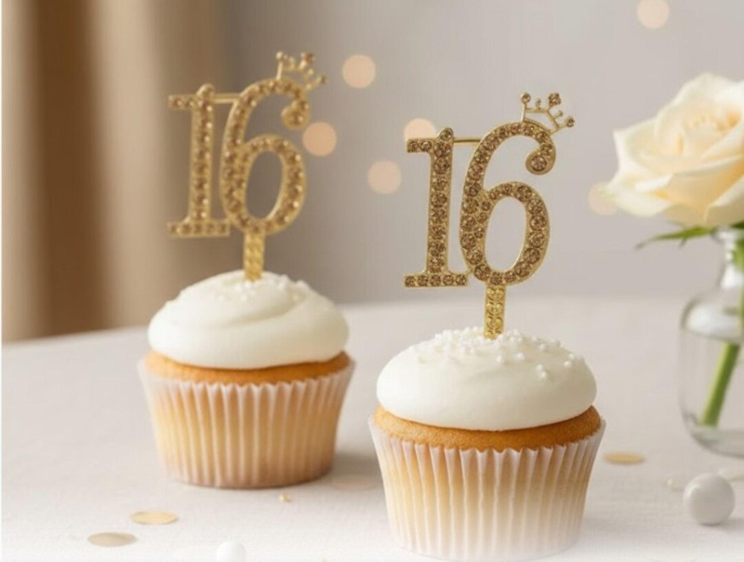Sweet 16 Rhinestone Cake Topper - Gold or Rose Gold - Etsy