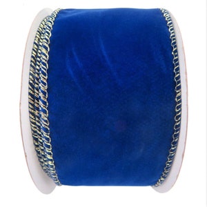 2.5” Blue Velvet Christmas glitter ribbon