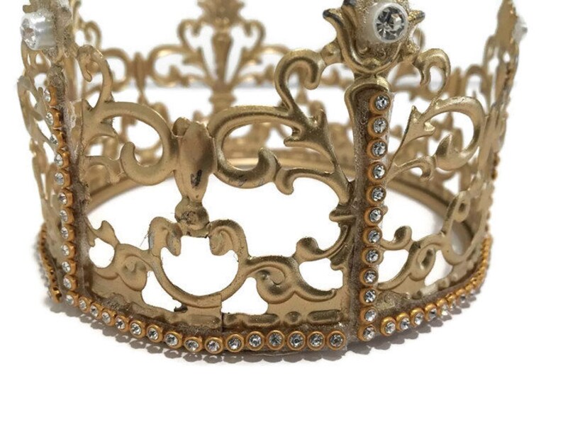 Crown Princess Prince Gold Crown With Flowers Cake Topper Rhinestones Decoration For Birthday Sweet 16 Weddings Choose Style