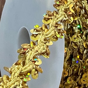 25 yd roll Craft Gold Sequin Strip Holographic 1/4" Trim String Metallic Strand For Crafts Fringe Sewing