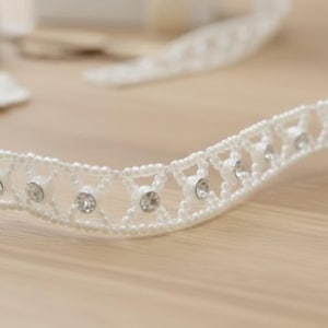 Rhinestone White Bowtie 1/2" Trim - Crafts Supplies, Decorating Beads Trimming Diy Projects