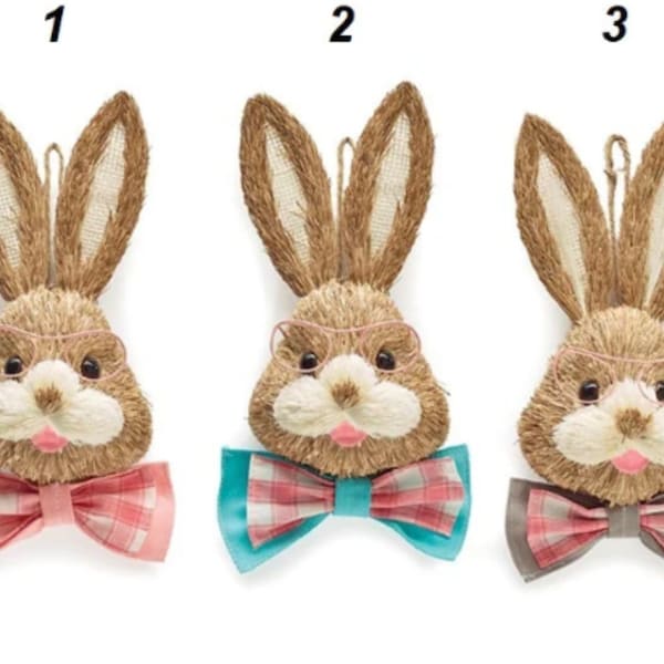 11" Bunny Head With Eye Glasses & Bow Tie, Bunny Decor Kit, Wreath Enhancement, Easter Decor Kit, Easter Wreath Enhancement