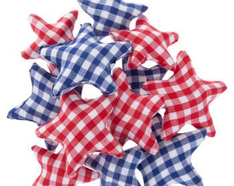 12 Red & Blue Buffalo Check Stars Patriotic Memorial Day 4th of July Decoration Wreath Home Decoration