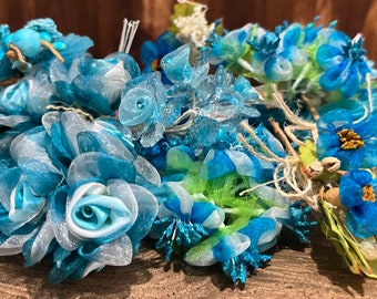 10 couleurs assorties en organza turquoise - bouquets de fleurs miniatures Artisanat fleurs projets de bricolage tous les jours, toutes les occasions