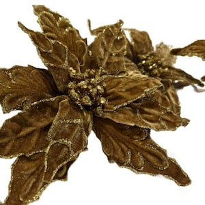 10&quot; Copper Brown Poinsettia Christmas Picks Flower Stems