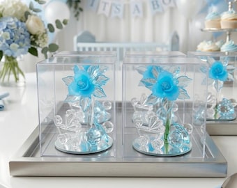 Chic Baby Shower Party Favors: Mirrored Acrylic Keepsakes 3.5" Height