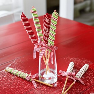 3 Claydough Old Fashioned Lollipop Ornaments Peppermint Stick Christmas Candy Ornaments