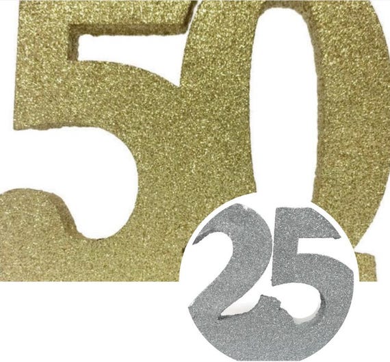 6 Decorazioni Tavolo 50° Compleanno, Numeri Oro A Specchio In Acrilico, Centrotavola 16 Cm - 5