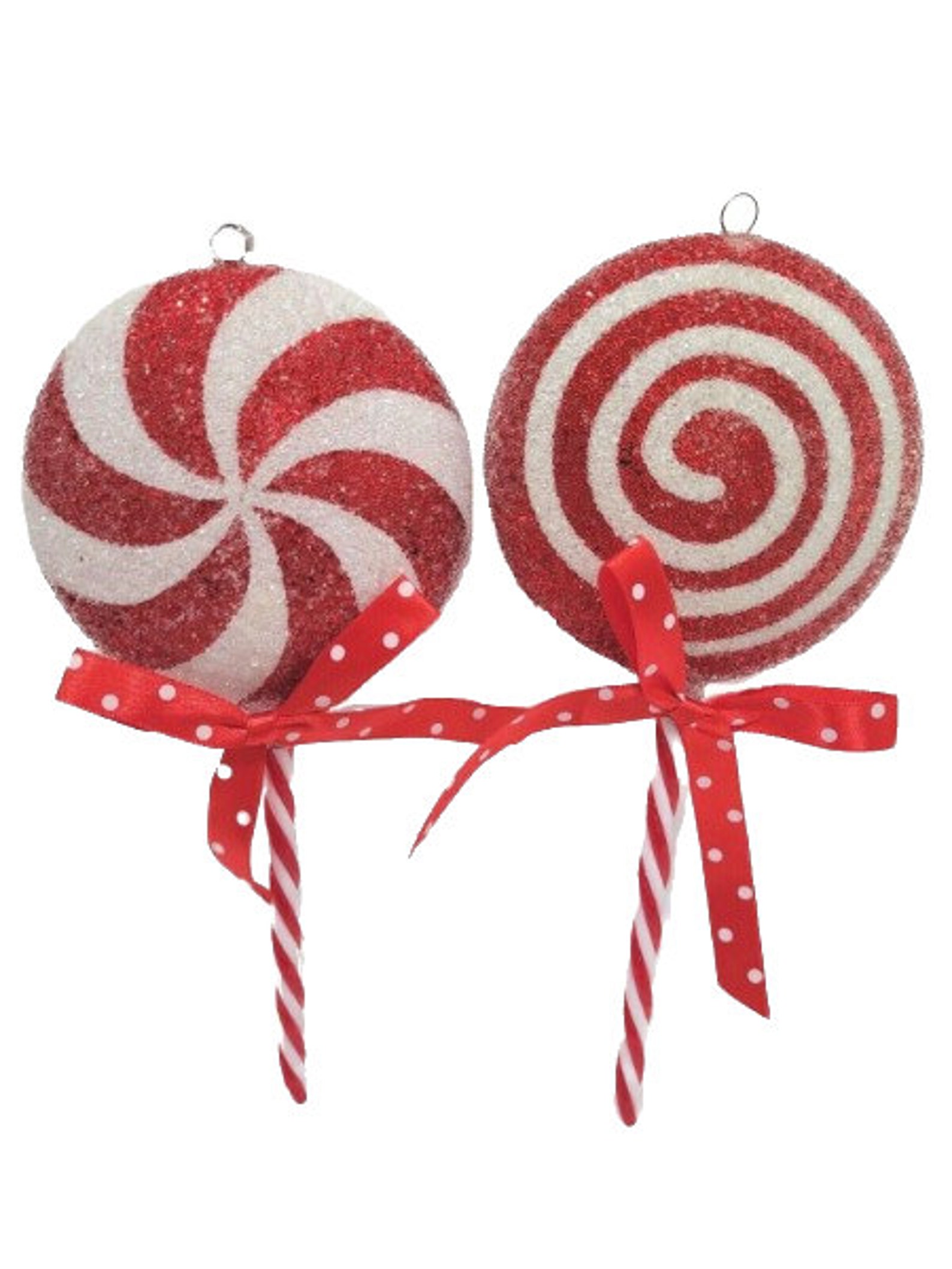 2 Red & White Spiral Lollipop Ornaments Holiday Candy Etsy
