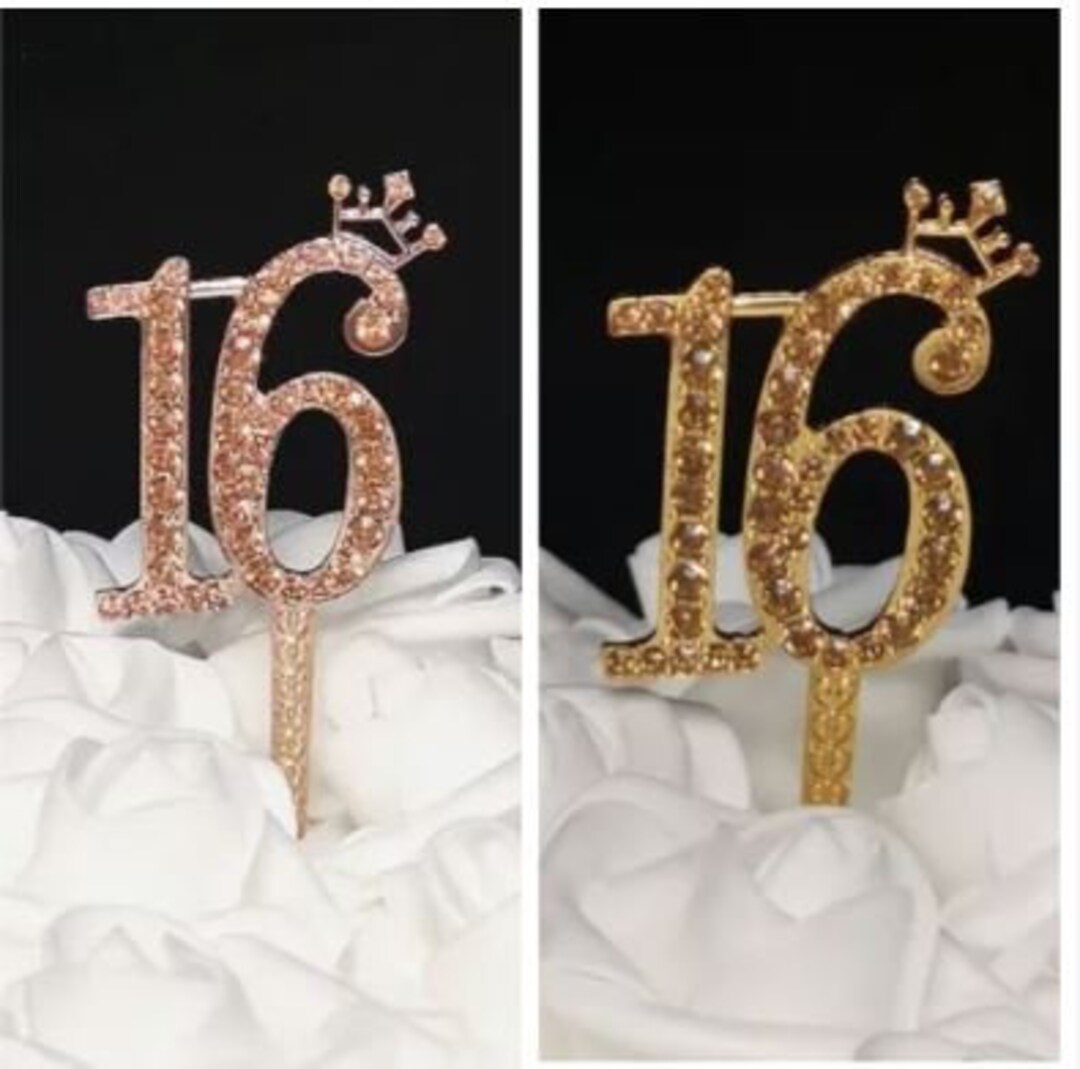Sweet 16 Rhinestone Cake Topper Gold or Rose Gold Pink Sweet 16 - Etsy