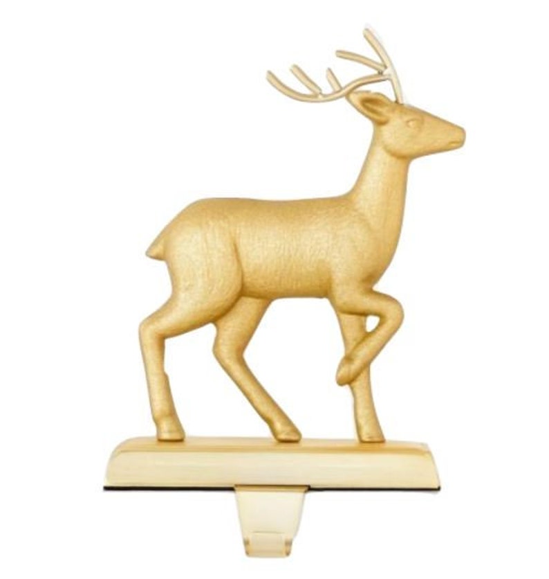 Stunning Metal Gold Color Deer Stocking Holder Christmas Holder