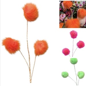 Fuzzy Truffle Trees Spray Orange For Christmas Trim a Tree Diy Floral Arrangement Decoration 36"