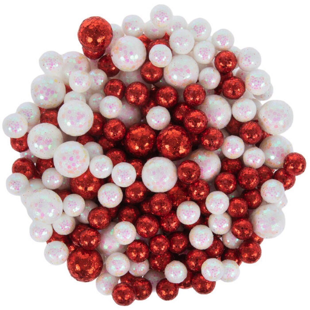 White and Red Glitter Foam Ball Scatter Vase or Bowl Filler 4 Etsy Canada