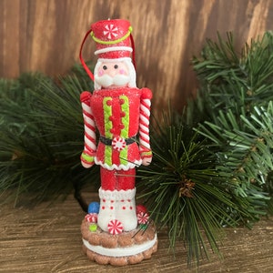 Candy Nutcracker Ornament Cane red white Peppermint Icing Confetti Sugar Sprinkles Christmas Ornament Tree Decoration Candy Holiday