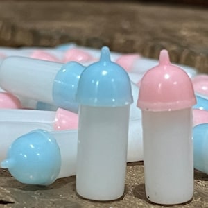 18 Mini Plastic Miniature Baby Bottles Favors For DIY Projects Party Craft Supplies Choose Color