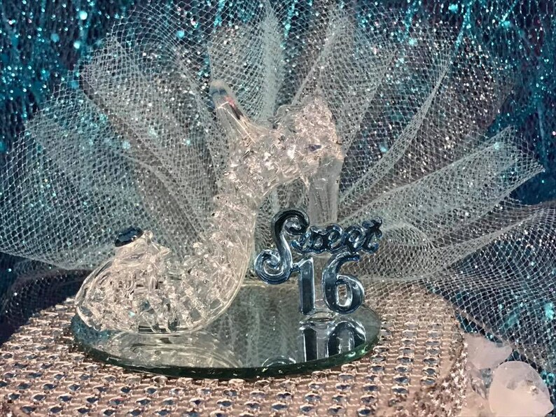 Glass High Heel Sweet 16 Sweet 15 Bridal Shower Birthday Cake Topper Centerpiece Gift Keepsake