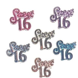 24 Sweet 16 Charms Embellishment Number for Carnation Capias Favors Acrylic Confetti