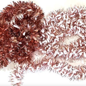 Rose Gold Tinsel Luxury Coppery Thick and Thin Tinsel Strand for Craft, Christmas Decoration, Wreaths, Garlands, Etc