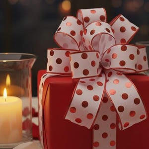 Ruban de luxe en velours blanc à pois - Bordure pailletée rouge - Ruban design avec bordure métallique de 10 mètres pour décoration de Noël, emballage cadeau et fêtes image 6