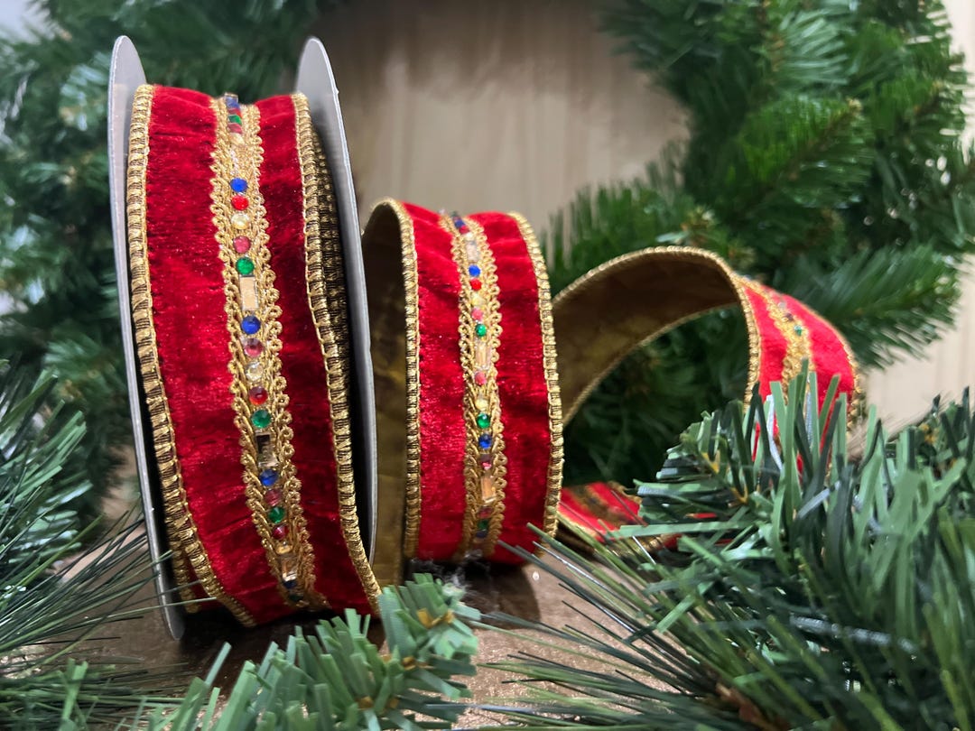 Diamond Jewel Trim Velvet Ribbon Christmas Trim Trimming Decoration ...