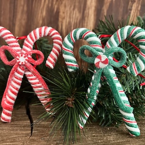 Green and White Striped Peppermint Candy Cane Christmas Party Ornaments Wreath Attachments