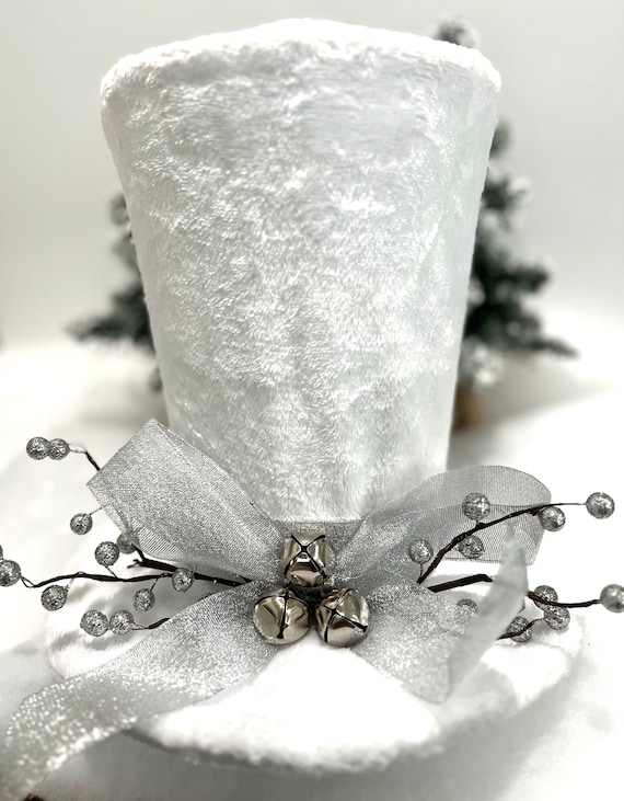 White Fur Top Hat Tree Topper Christmas Tree Topper Etsy