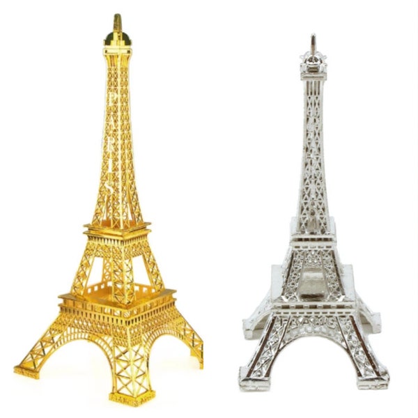 6" Gold or Silver Eiffel Tower Paris France Metal Stand Model For Table Decoration