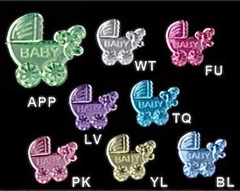 Baby Shower Carriage Embellishments, Acrylic Party Favors (24 Pieces)