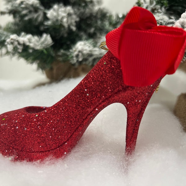 Stiletto High Heel Christmas Ornament Glitter Shoe Choose color