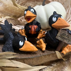 Black Woodgrain Crows Home Decoration Harvest Halloween Thanksgiving Home Decor