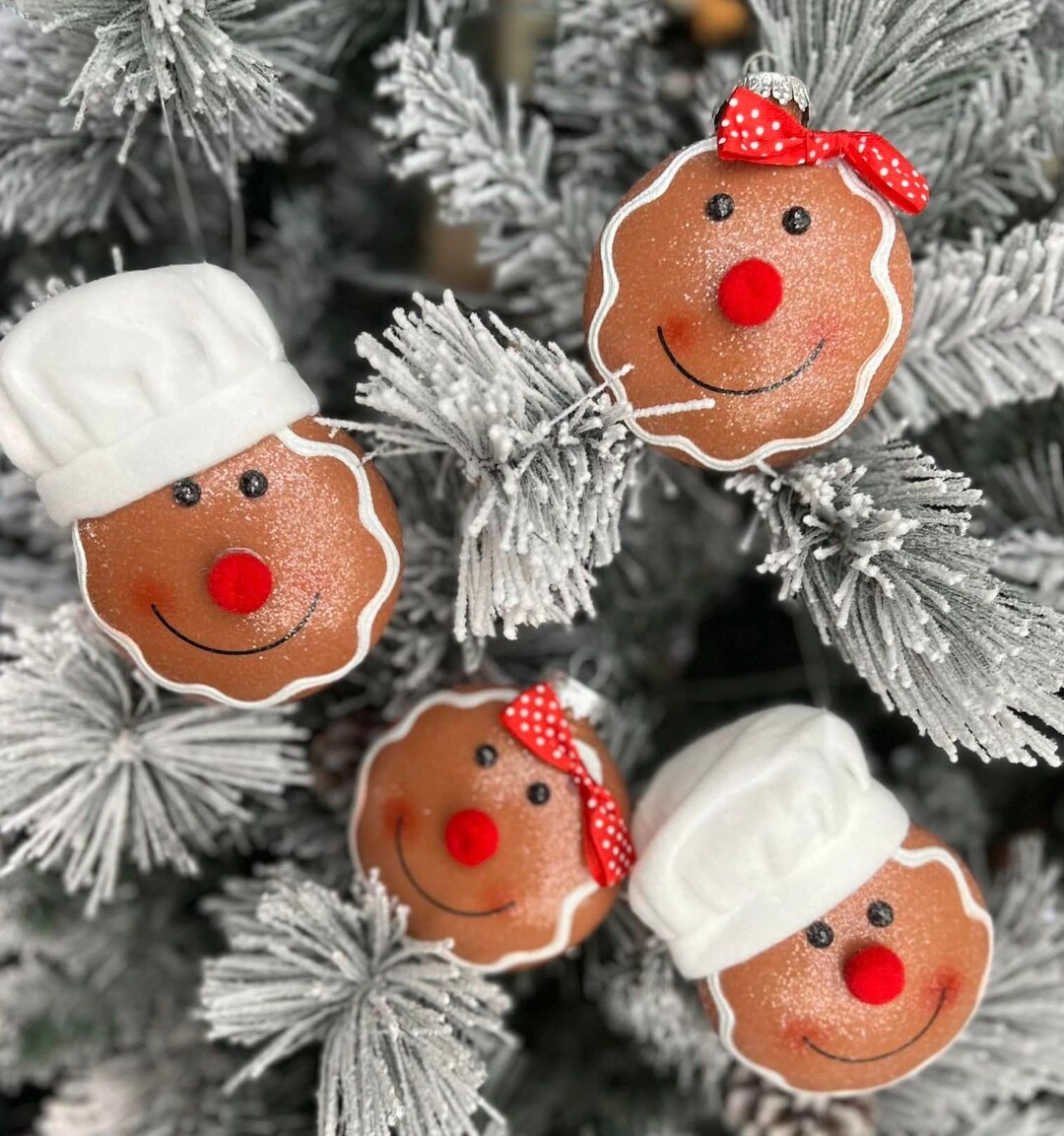 Gingerbread Baker Christmas Tree Ornaments Home Decoration set of 4 Boy and Girl Etsy