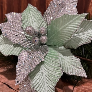 Mint Green Poinsettia Picks Wreath Attachments Decorations Green Christmas Wreath Christmas Tree and Garlands
