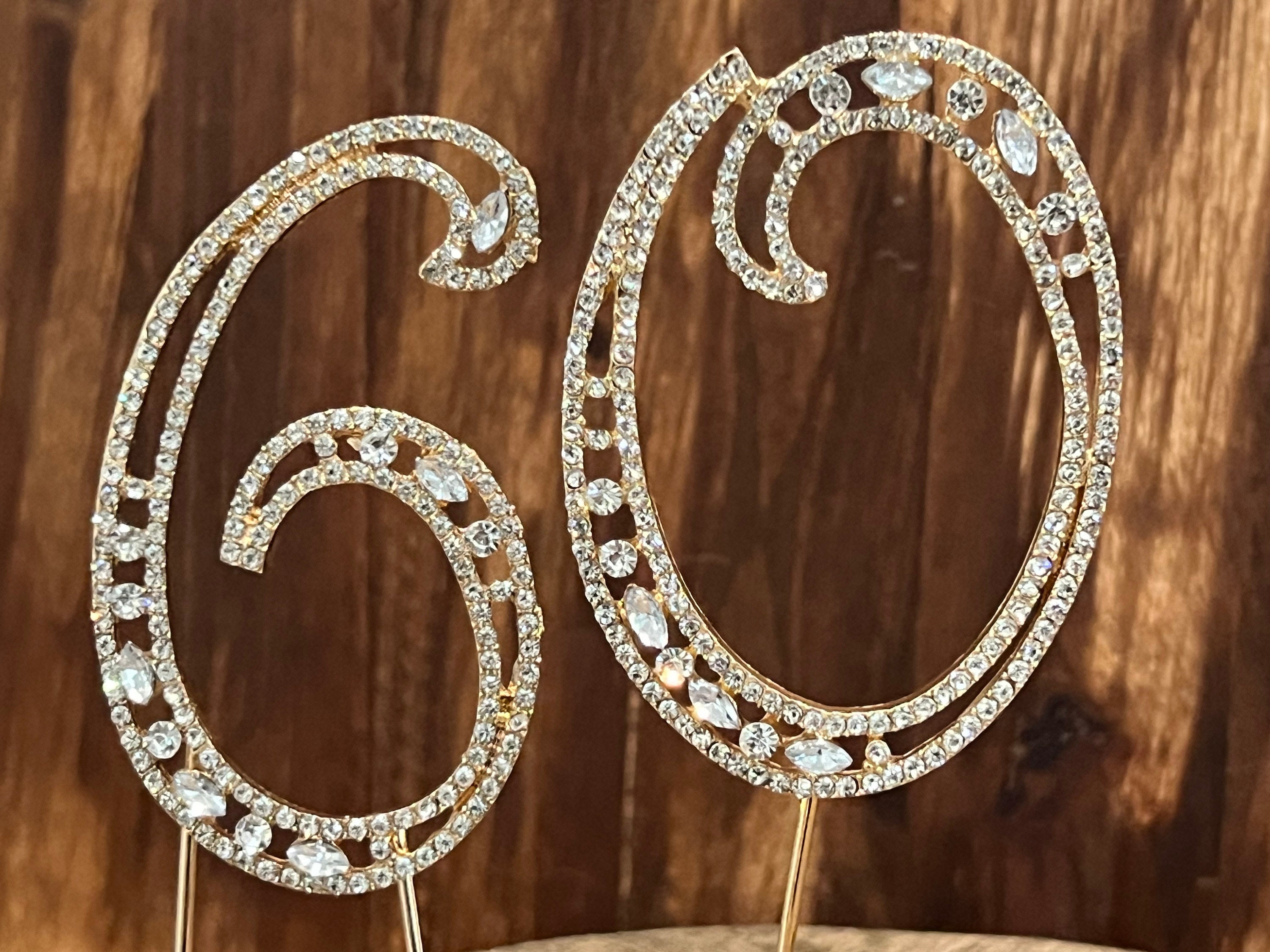 Gold Number Rhinestone Crystal Metal Cake Topper - 7" H - Etsy