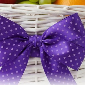 Purple White Dot Wired Edge Grosgrain Ribbon - 1 1/2" Inches Craft DIY Wreathes, Vases Projects
