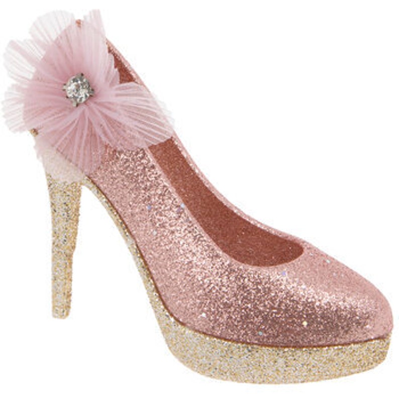 Rose Gold Glitter High Heel Shoe Ornament Christmas Tree Etsy