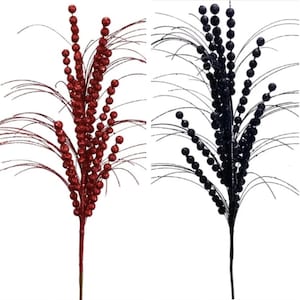 Glittery Grass Ball Spray 26&quot; - Black Christmas Trim a Tree Diy Arrangment Decoration