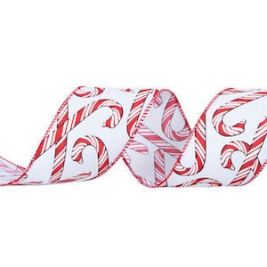 Candy Cane Christms Tree Wired Edge Ribbon - 2.5&quot;  Tree Trimming Decoration Holiday Craft Supply 30&#39;