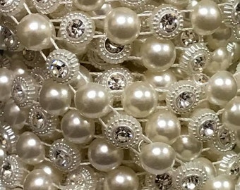 Bordure élégante en perles et strass - Fournitures créatives, décoration avec bordure en perles
