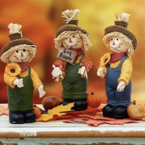 3 pc Set Resin Fall Scarecrow Harvest Thanksgiving Home Decoration