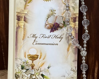 Communion Prayer Book Unisex Girl or boy and arm Rosary Bead
