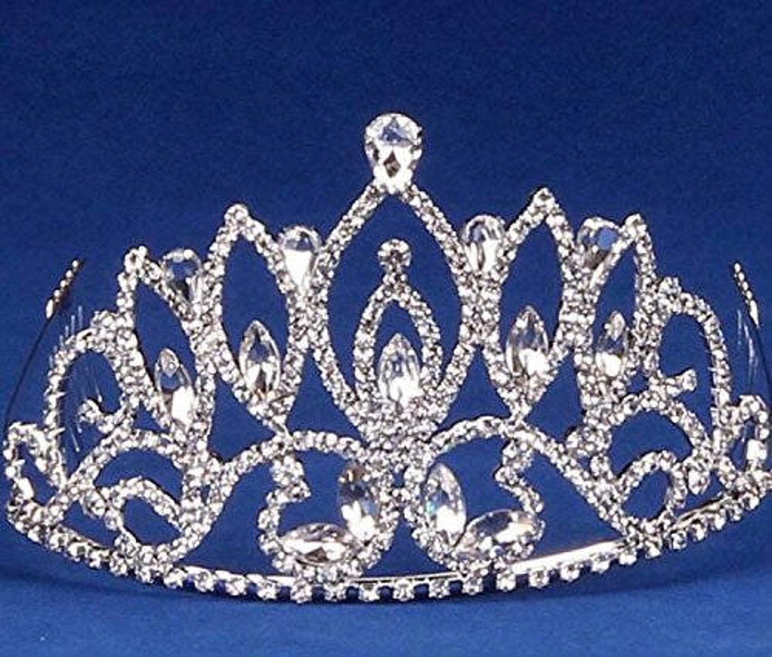 Pointed Rhinestone Tiara Sweet 16 Mis Quince Corona or Wedding Etsy