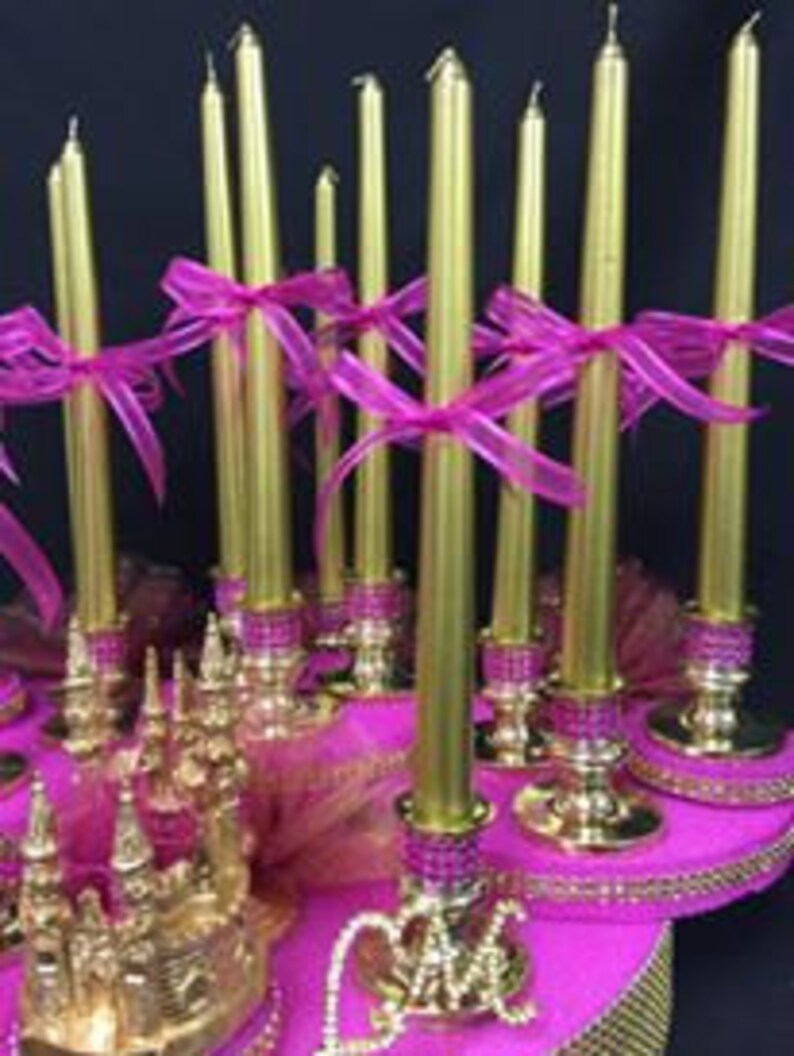 Sweet 15 Fifteen Mis Quince Anos Gold Castle Candle Holder Etsy