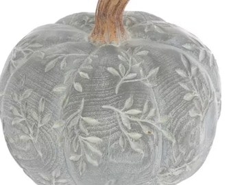 Leafy Wood Grain Pumpkin Home Autumn Decoration Kitchen Table Accent Thanksgiving 6.25" Height Choose Color