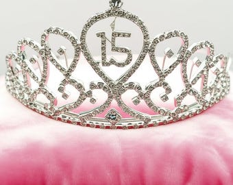 Sweet 15 Mis Quince Anos Silver Rhinestone Tiara Favor Gift Keepsake